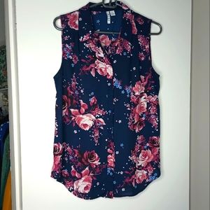 ELLE Floral Sleeveless Blouse